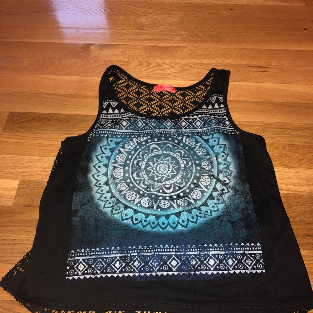 Print Tank Top with Sheer Back